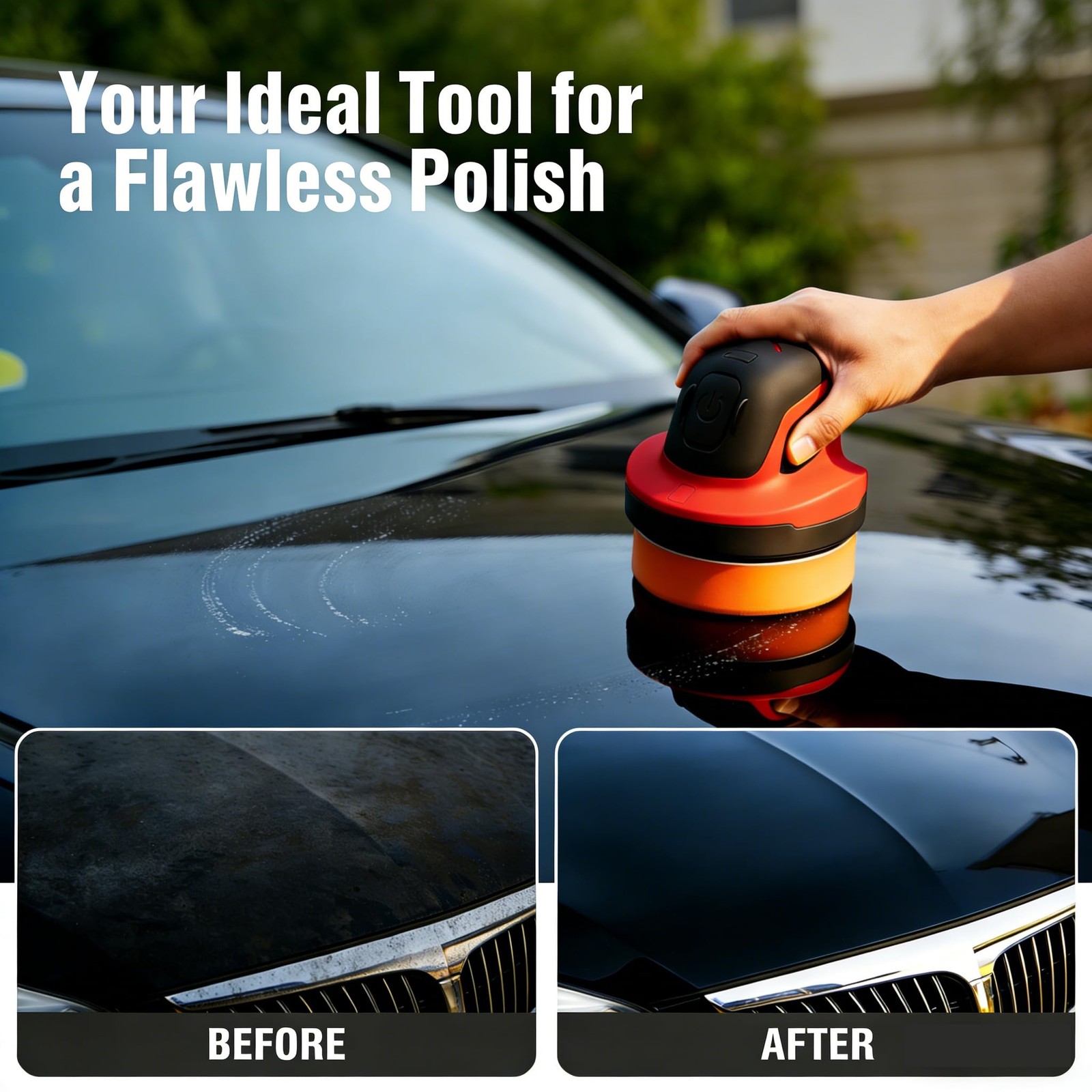 Cordless Car Polisher 230 RPM, USB Rechargeable Auto Buffer, 5Pad Detailing Kit