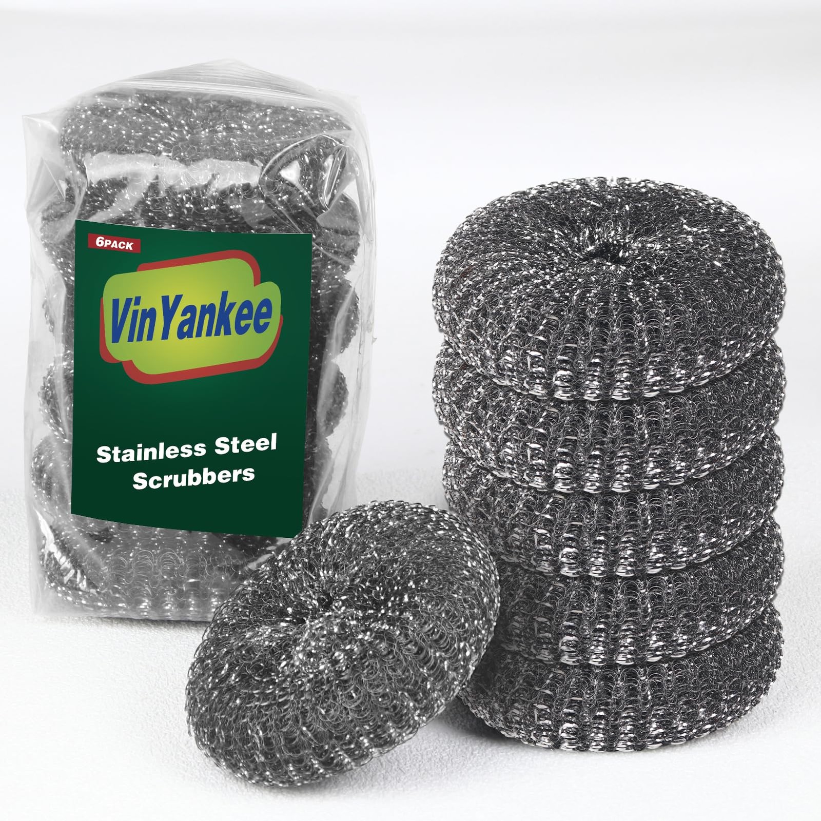 6PCS Steel Wool Scrubber Wire Sponge Set, Barbecue Grill Cleaning Scrubber Pa…