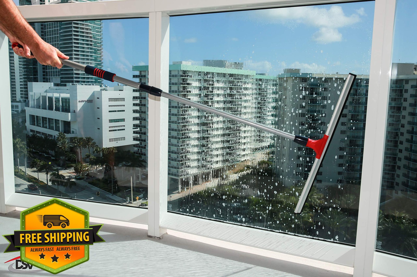 DSV Standard Floor Squeegee 24″ Telescopic Handle