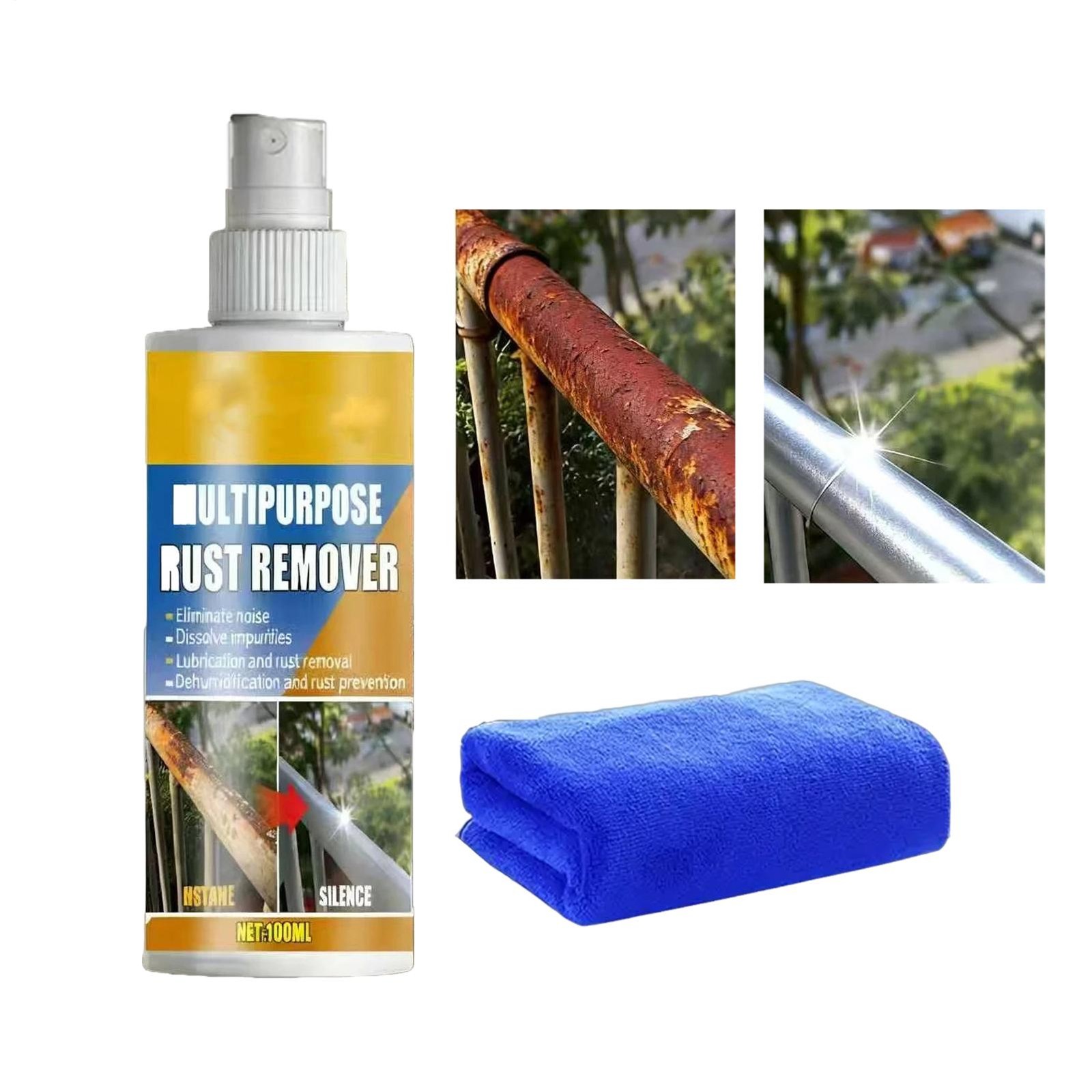 Rust Remover 100ml Fast Acting Powerful with Cleaning Towel Rust Removal Spray