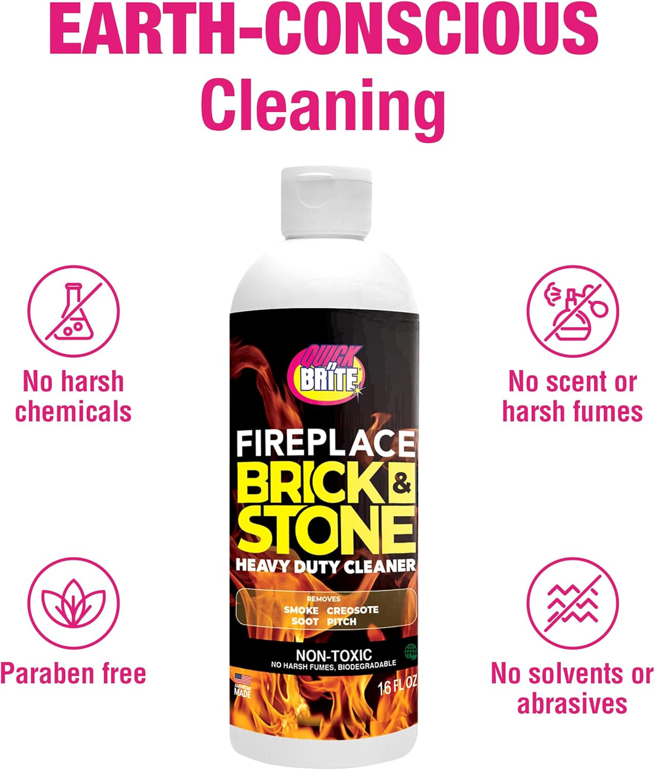 Fireplace Gel Cleaner with Scrub Brush for Brick, Stone, Rock, Tile, and Marble,