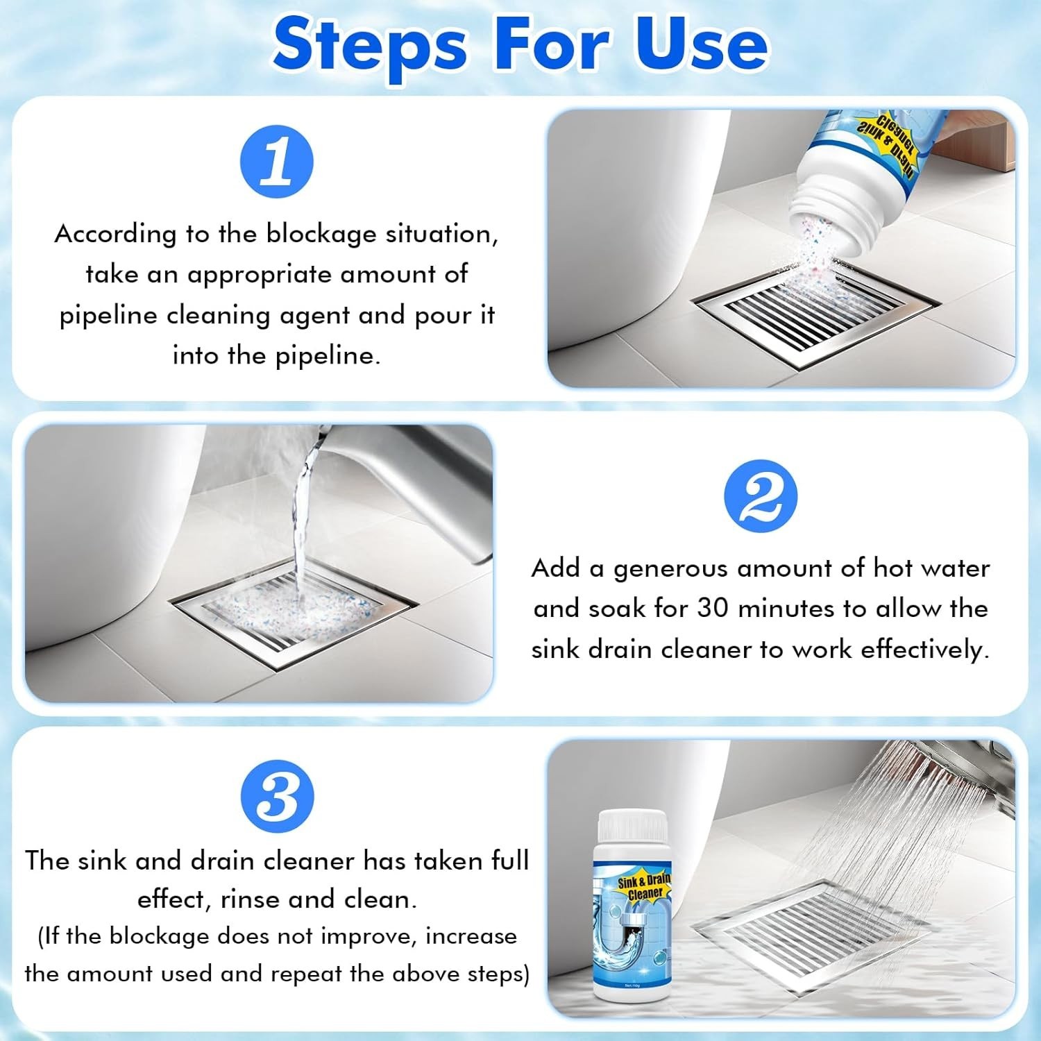 Pipeline Dredging Agent, 110g Drain Cleaner,Powerful Pipe Unclogger, Bathroom…