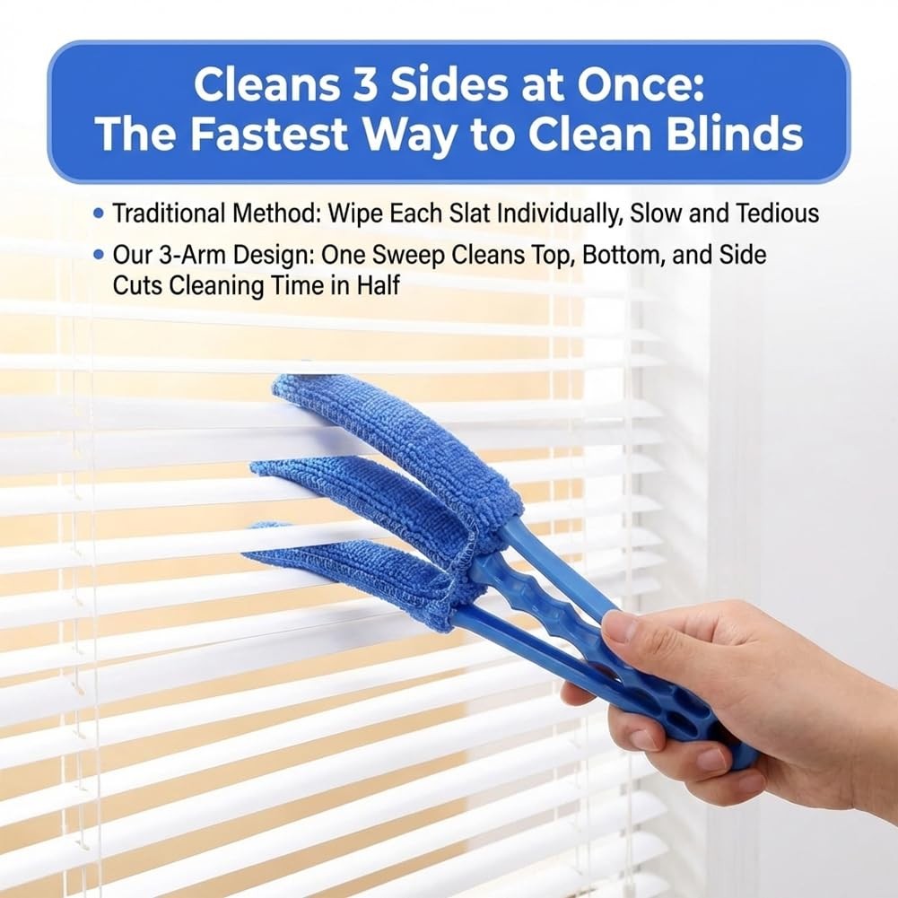 2 Pack Window Blind Cleaner Groove Gap Duster Brush with 5 Microfiber Sleeves