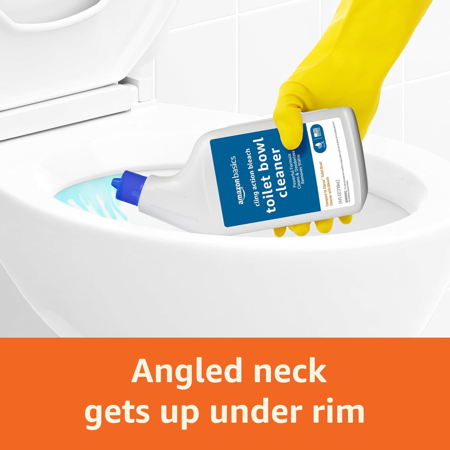 Amazon Basics Toilet Bowl Cleaner Cling Action Formula with Bleach, Fresh Scent