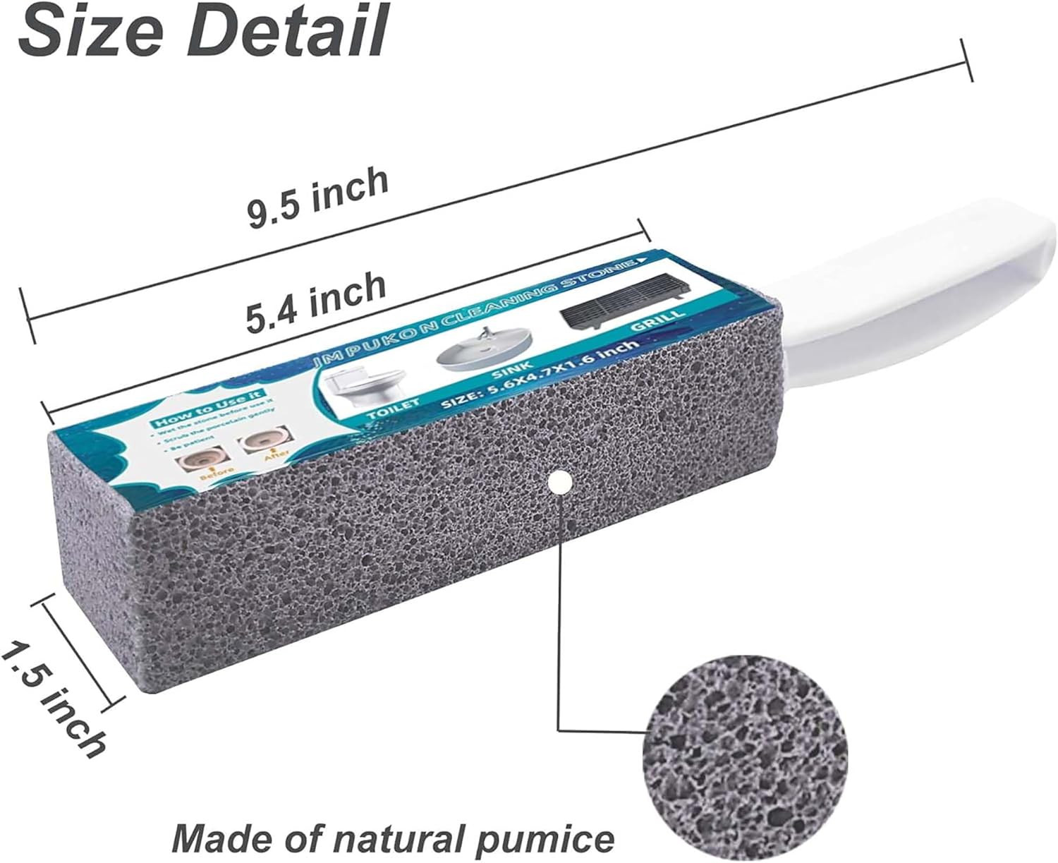 8 Pack Toilet Pumice Stone with Handle, Pumice Stone for Toilet Cleaning, Toi…