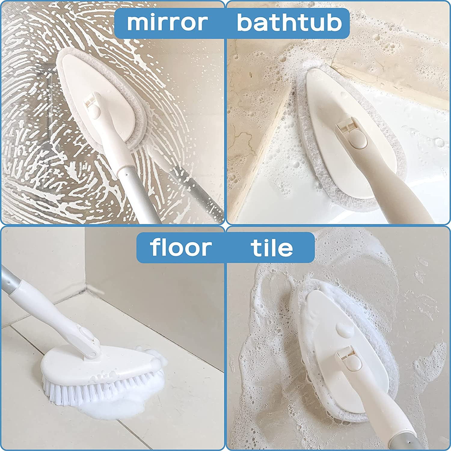 Shower Scrubber Cleaning Brush Combo Bath Tub Tile Cleaner Scrubber Brush with 5