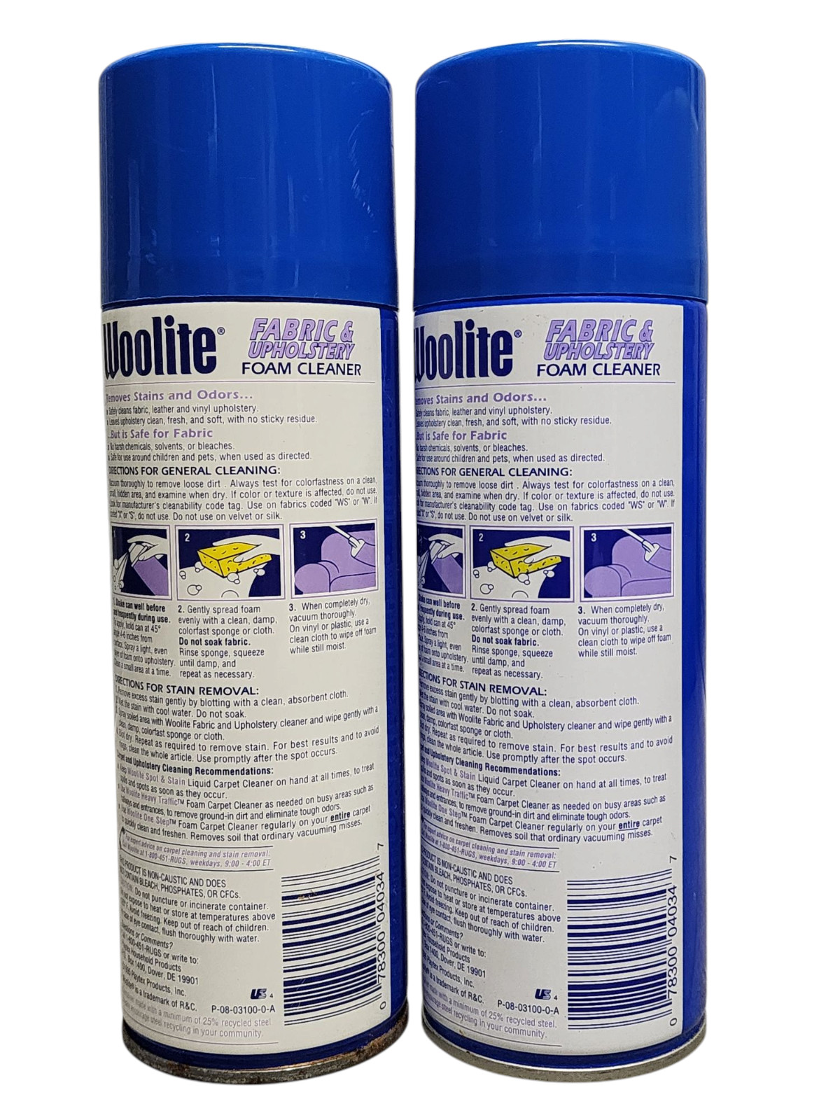 x2 Vtg Woolite Foam Cleaner Fabric & Upholstery Stain and Odor Eliminator 14 oz