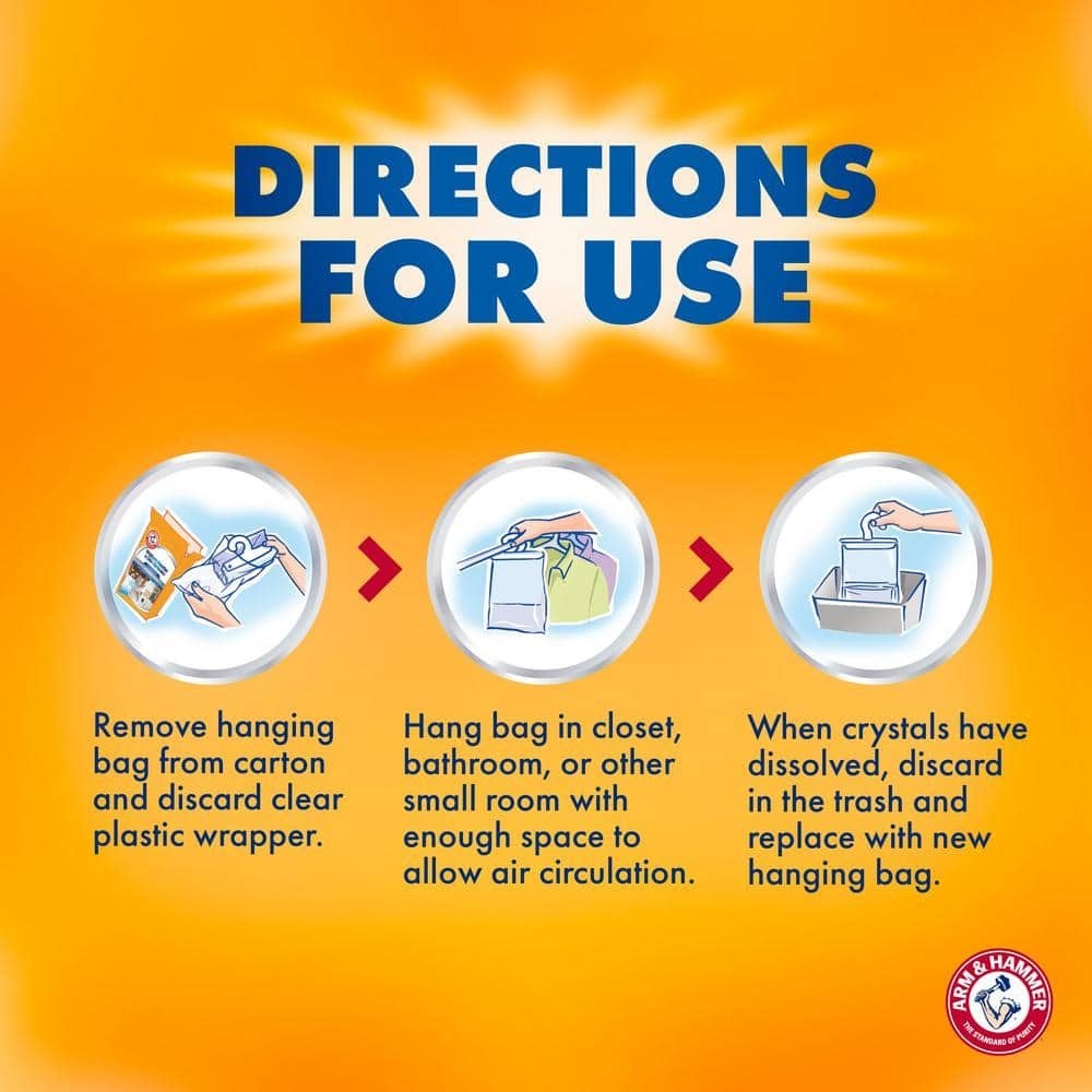 (3-Pack) 16 Oz. Moisture Absorber Odor Eliminator Hanging Bags Arm And Hammer