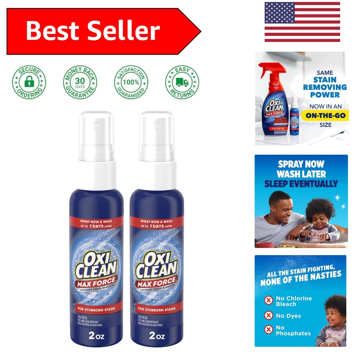 Max Force Baby Stain Remover Spray 2-Pack – Tough on Stains, Gentle on Clothes