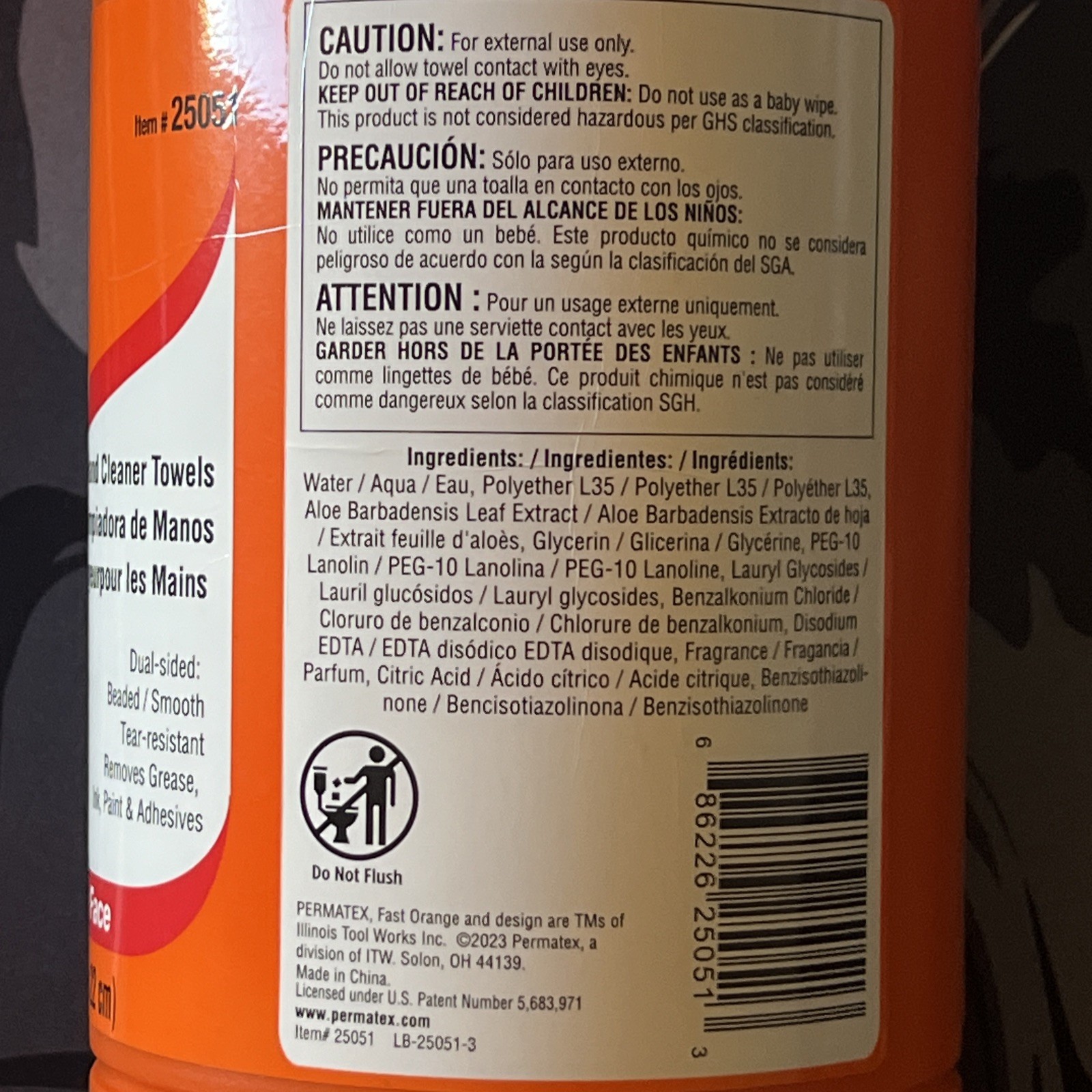 Permatex 25051 Fast Orange Hand Cleaner Wipe – 72 Count