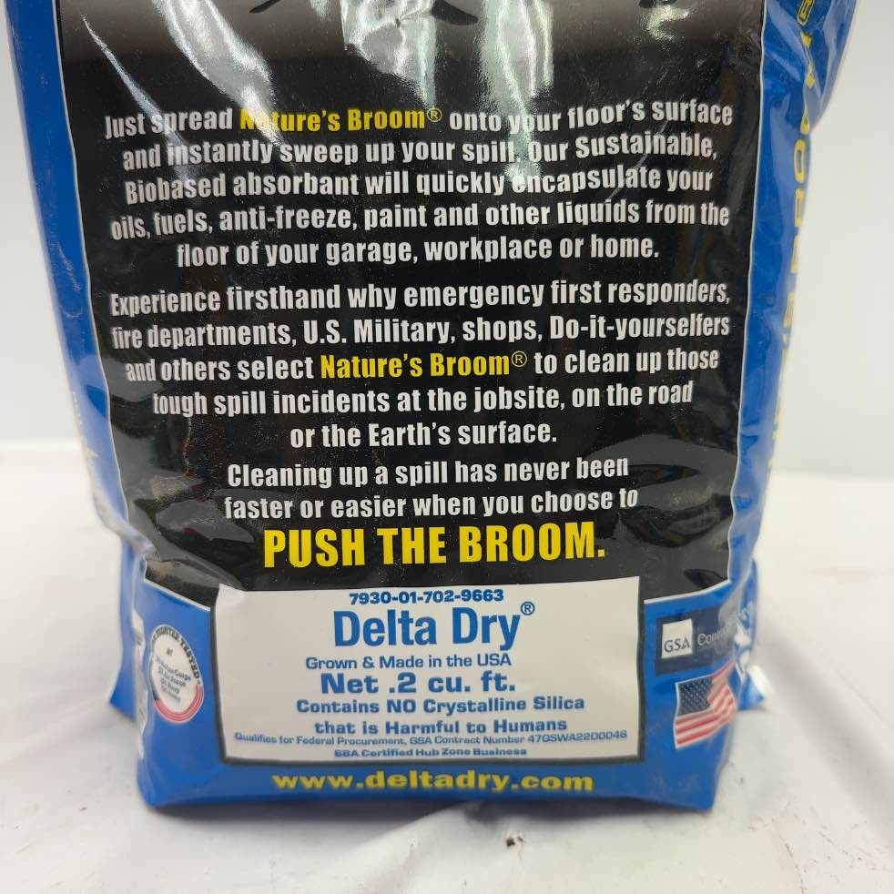 NATURE’S BROOM NBR-100 BIO BASED OIL SPILL ABSORBENT GRANULE POUCH 0.2 CU FT