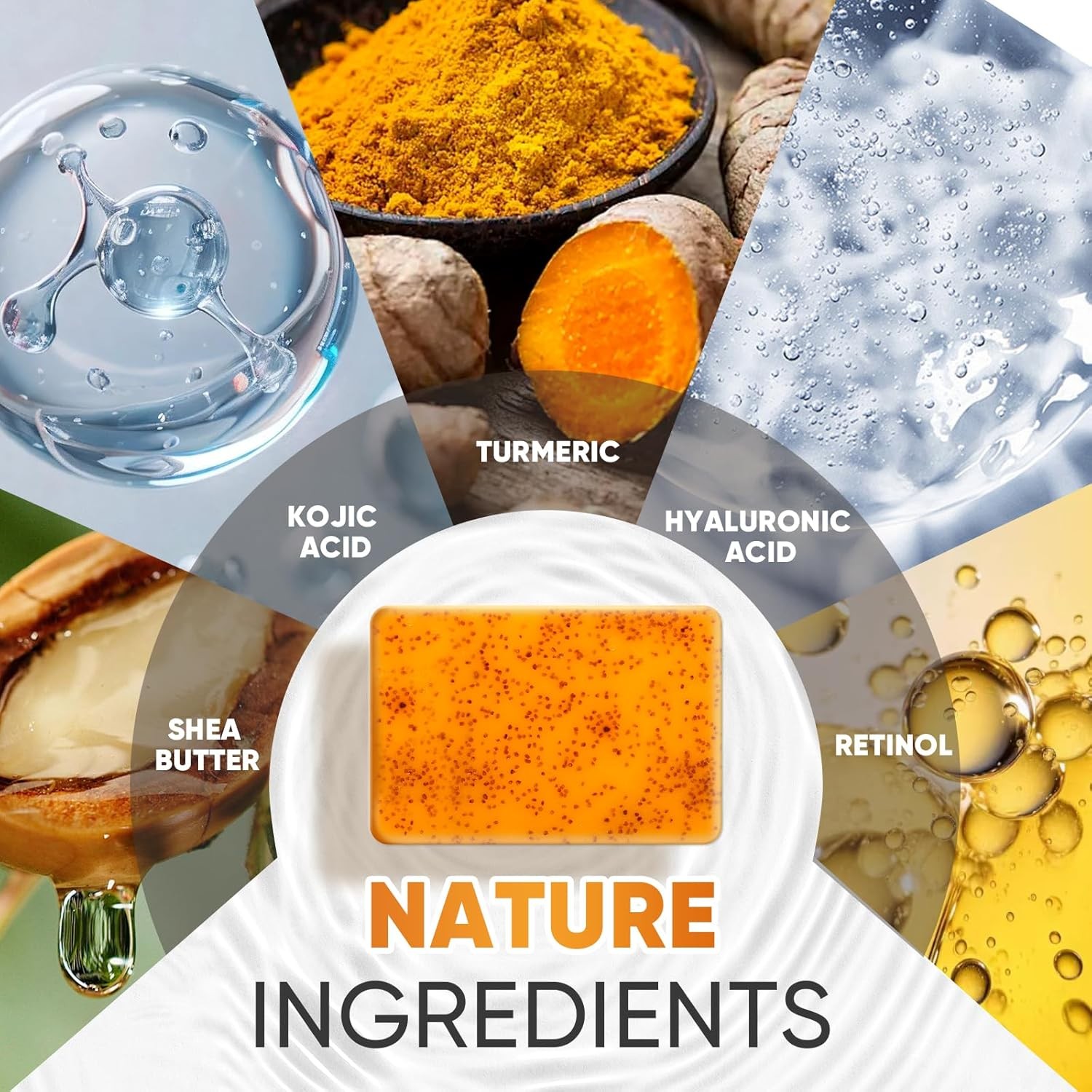 5 Pack Turmeric Kojic Acid Soap Bars(80g) – Infused with Retinol, Hydrolyzed