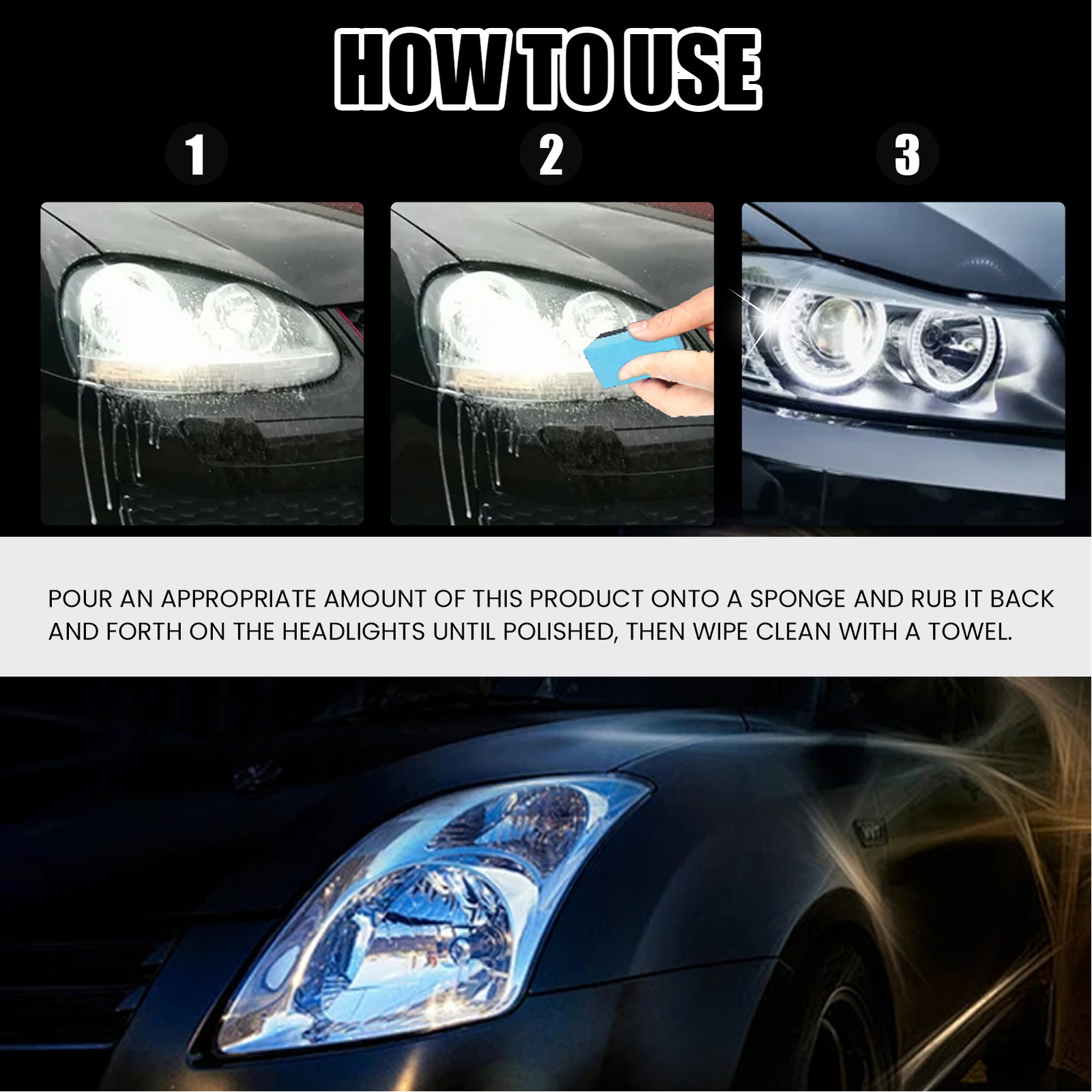 Car Headlight Polish Repair Fluid – Scratch Removal & Lens Renovation Cleaner`