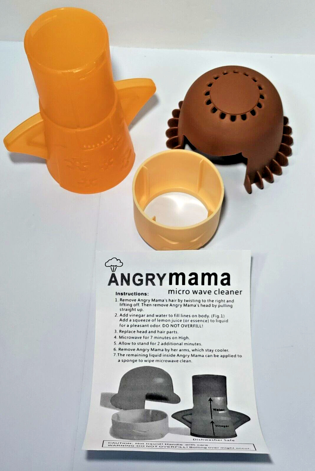 Angry Mama Microwave Cleaner Dishwasher Safe Steams Away Stains Odors Orange
