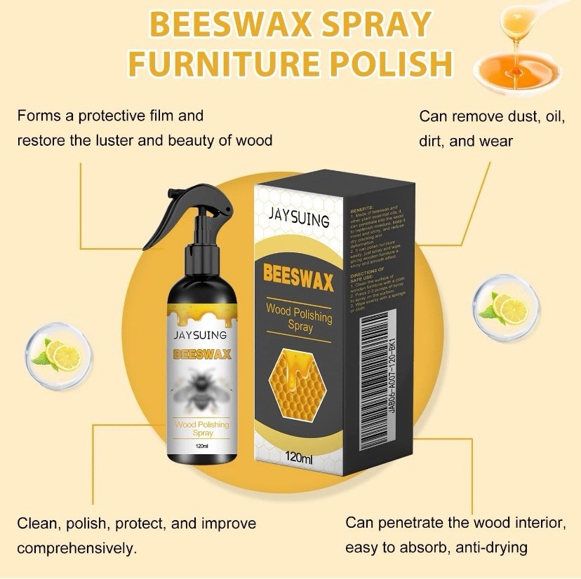 Lot of 2! Natural Beeswax Care Spray & Restorer, Spray Furniture Polish For Wood