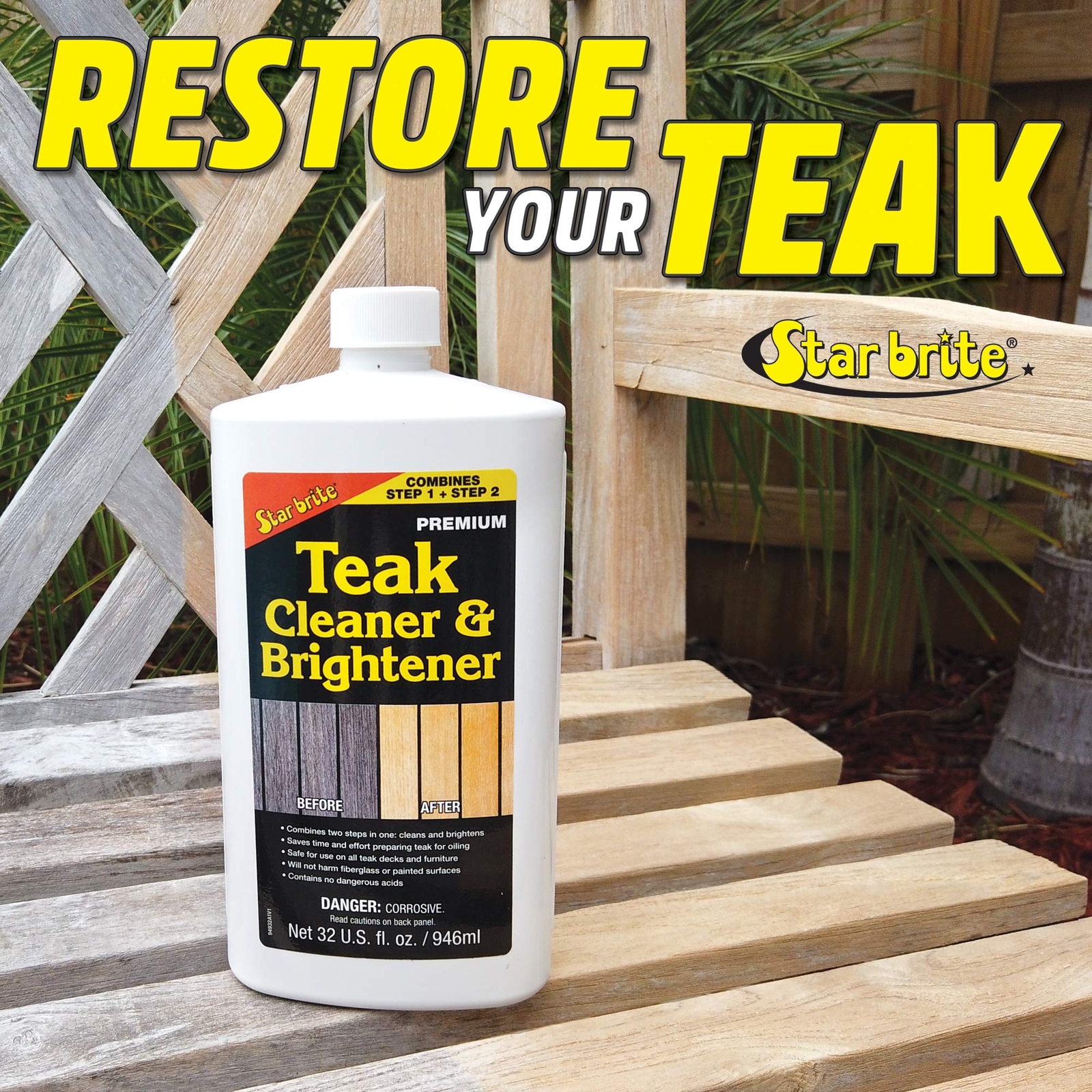 32oz Teak Cleaner and Brightener for Wood Effortless Stain Removal and Restor…