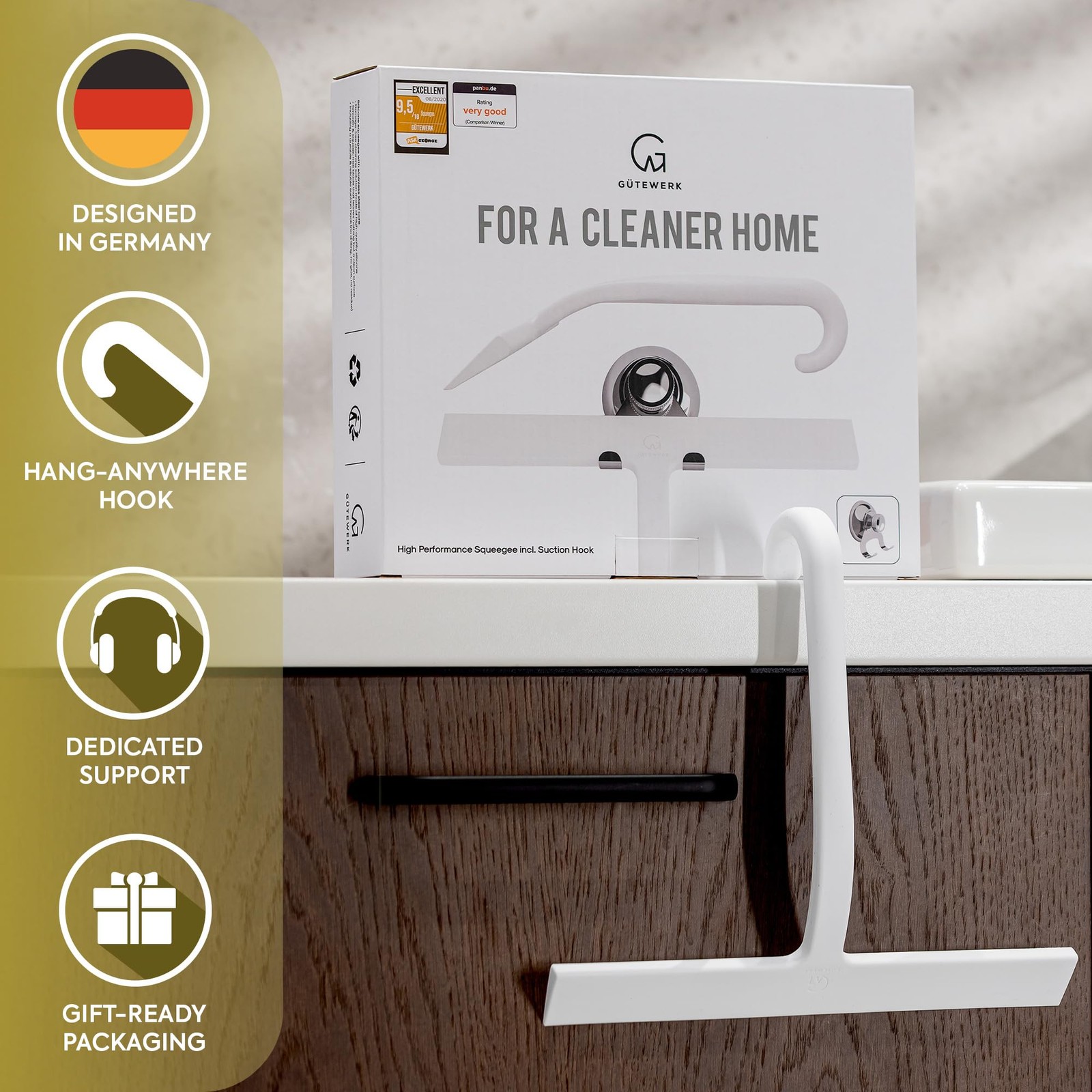 Shower Squeegee for Glass Doors – Bathroom Squeegee for Shower Glass & Tile W…