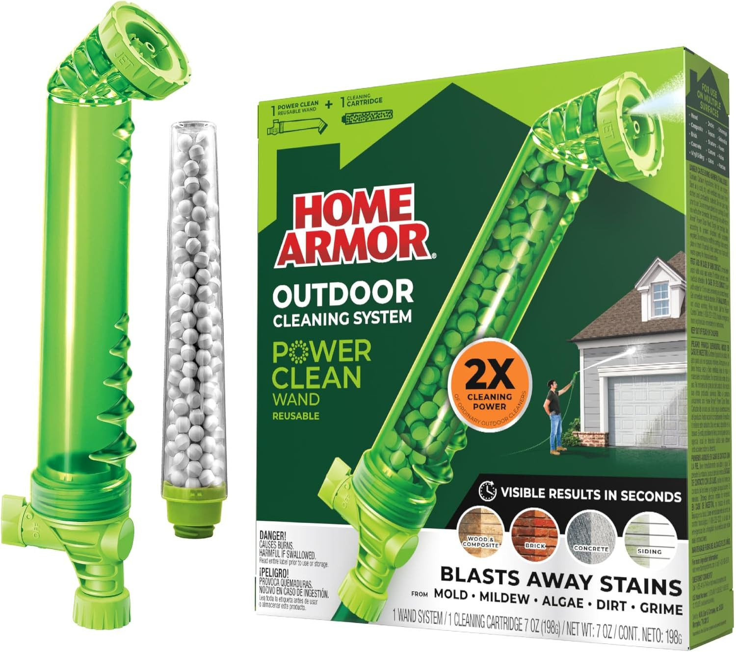 Power Clean Wand, Outdoor Cleaning System, Blasts Away Stains from Mold, Mildew,