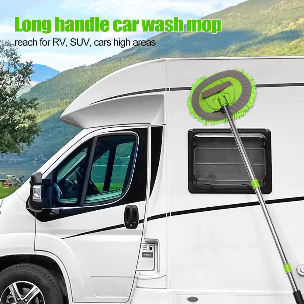 62 In. Extendable Automotive Care Brushes Kit with Microfiber Mitts Squeegee Dus