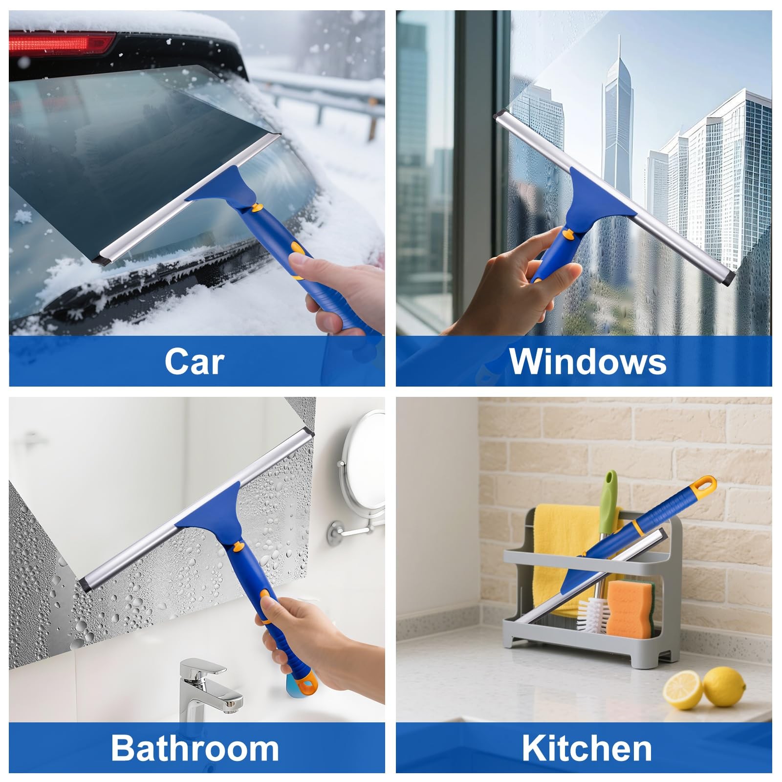 10″ Swivel Window Cleaning Squeegee, All-Purpose Anti-Slip Window Squeegee wi…