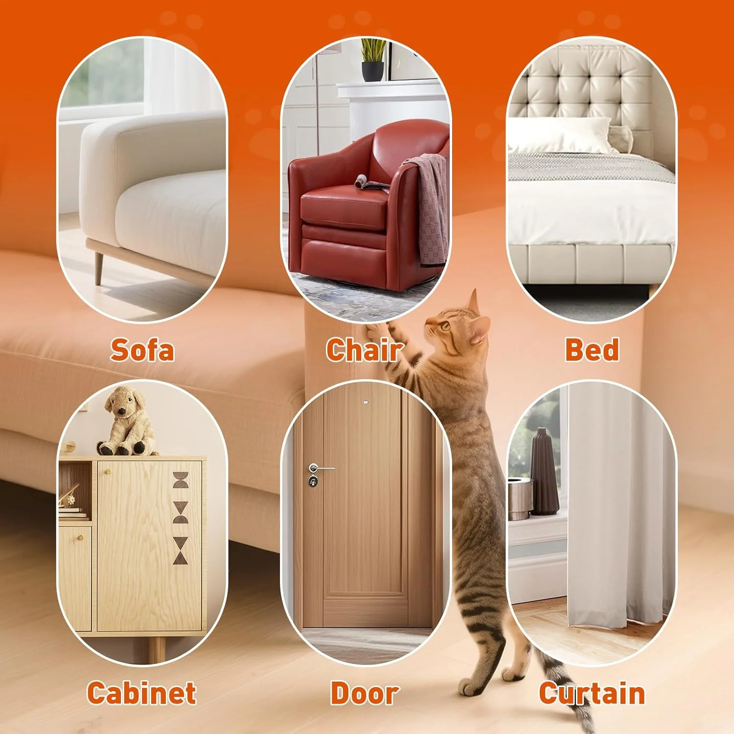 17Pack- Anti Cat Scratch Furniture Protector, Clear Couch Protector from Cat Cla
