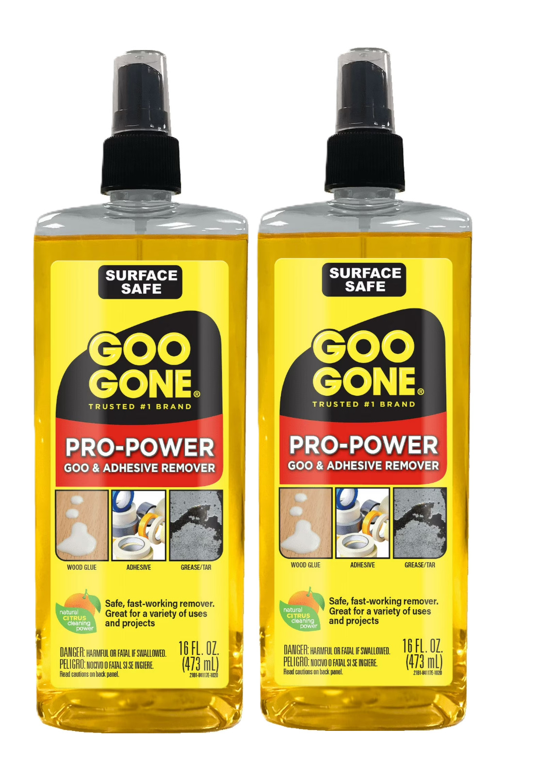 Goo Gone Pro-Power Goo & Adhesive Remover Pump Spray, 16 Oz (Pack of 2)
