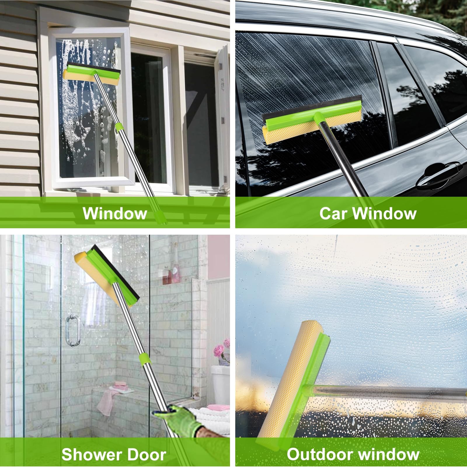 Window Squeegee, Squeegee for Window Cleaning, 2 in 1 Squeegee Window Cleaner…