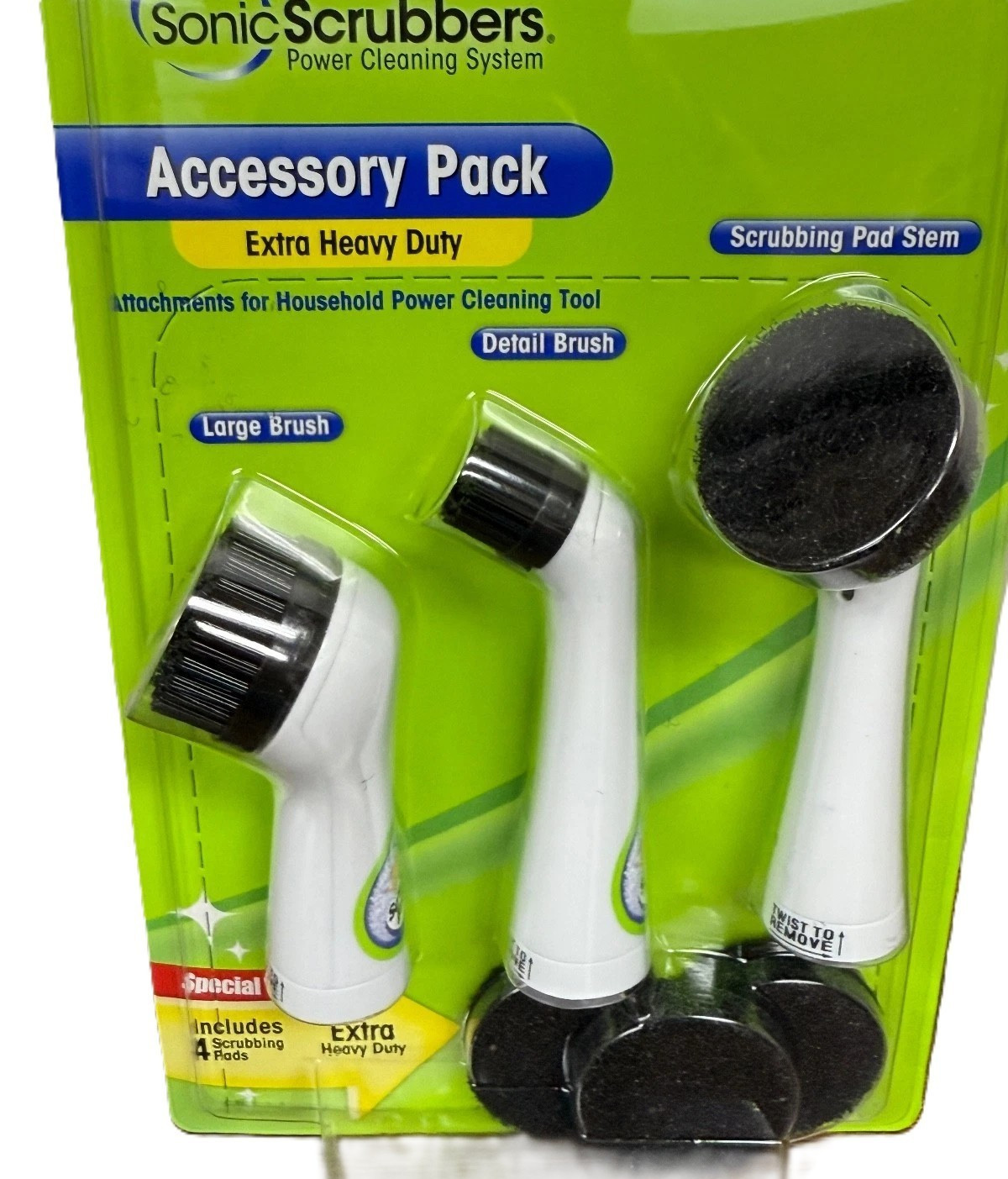 Windex Sonic Scrubbers Accessory Pack Extra Heavy Duty Brushes & Scrubbing Head
