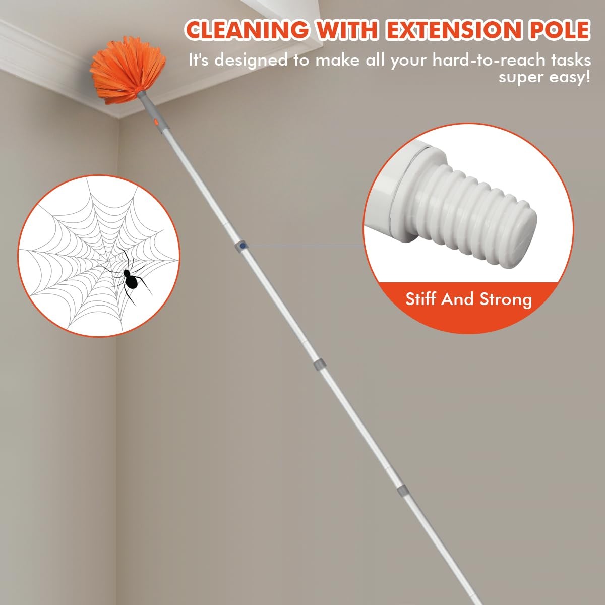 Ceiling Fan Cleaner, Extended Duster with Aluminum Pole, Adjusts 15 to 72 Inc…