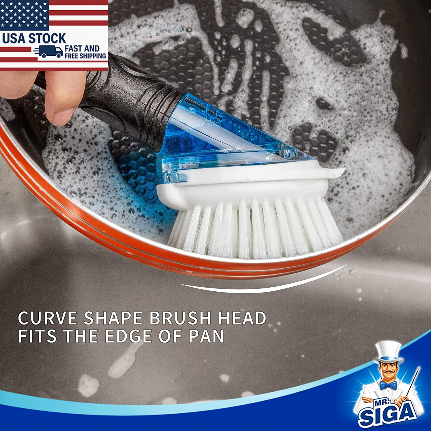 Soap Dispensing Dish Brush Set Kitchen Cleaning Brush Holder Pot Sink Scrubber