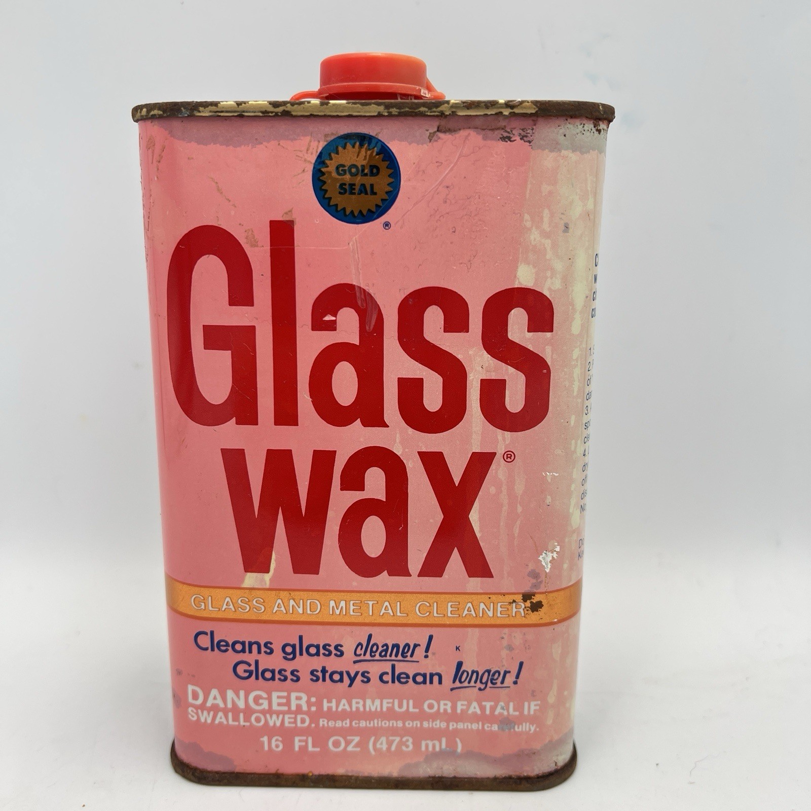 Vintage Glass Wax Gold Seal Glass and Metal Cleaner Full Can Discontinued
