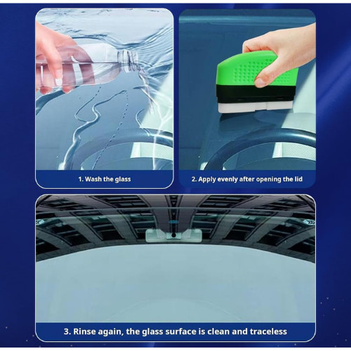 3PCS Car Window Oil Film Cleaning Brush Upgrade 2.0 Clear View Glass Cleaner