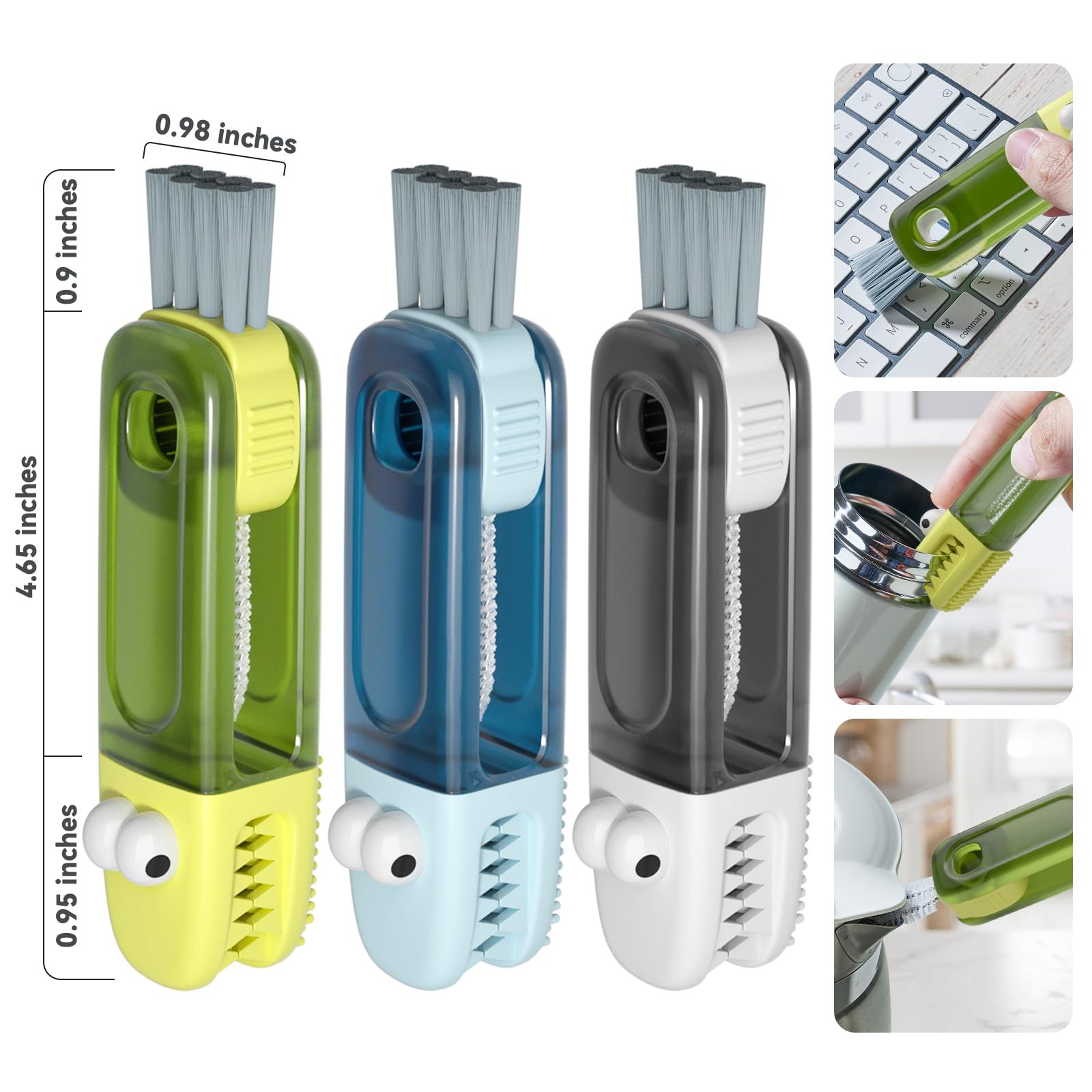 3 in 1 Cup Lid Gap Cleaning Brush Set, Multifunctional Bottle Cleaning Brush,…