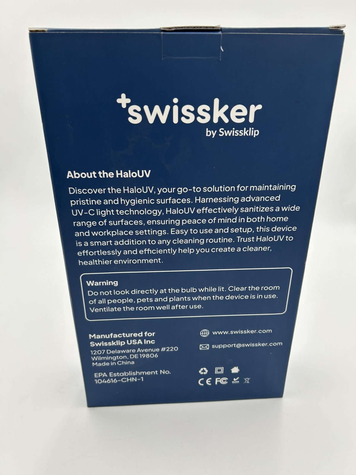 HaloUV Swissker by Swissklip Home Disinfection Device With Remote New Open Box