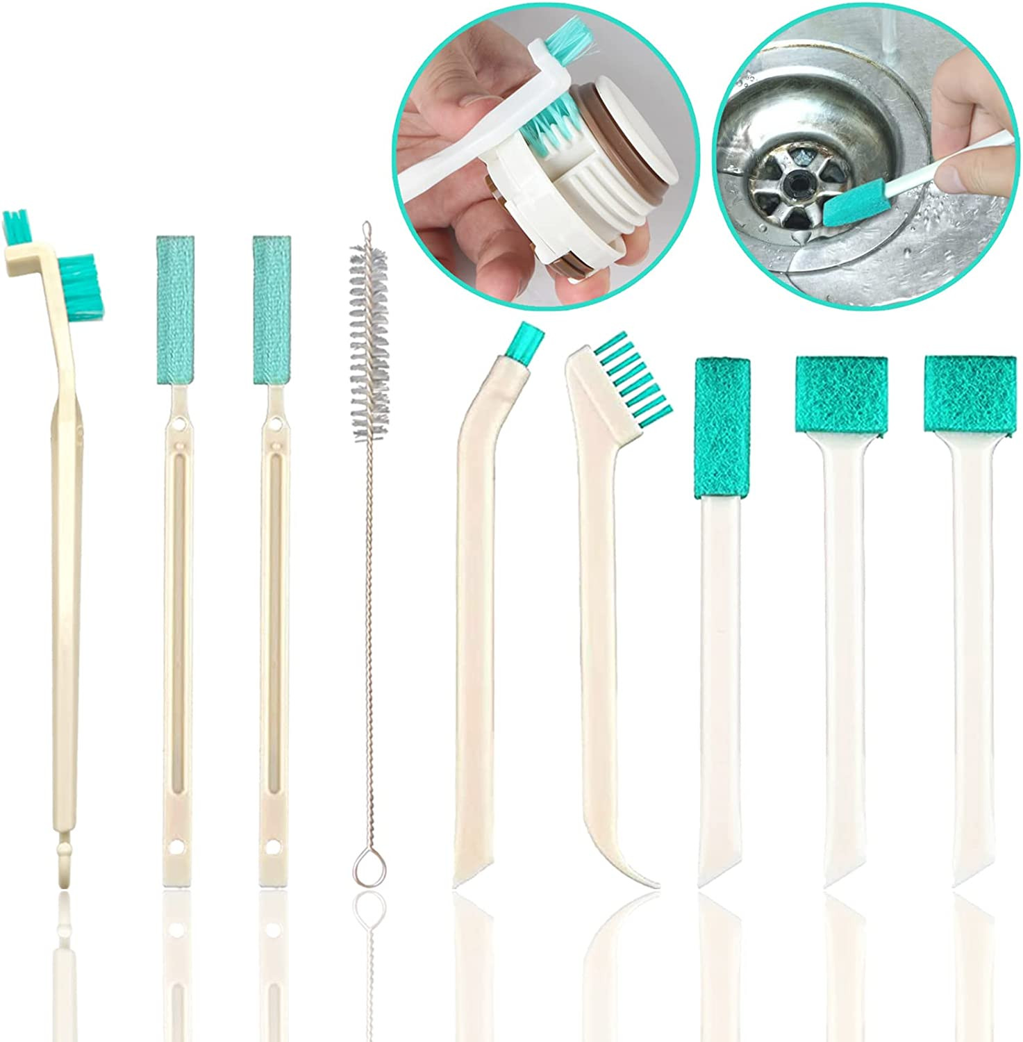 Small Household Cleaning Brushes by ELEMGULY,18 Pcs Crevice Brush for Hole, Gap,