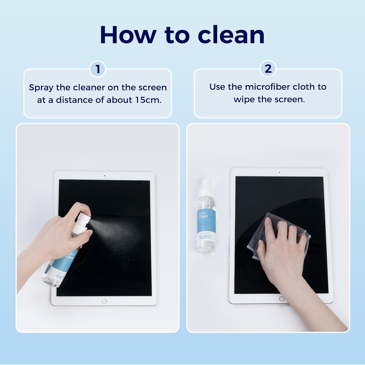 Screen Cleaner Refill Kits 4 oz Cleaner Refill & 1 Microfiber Cloth(7.8 x 7.8in
