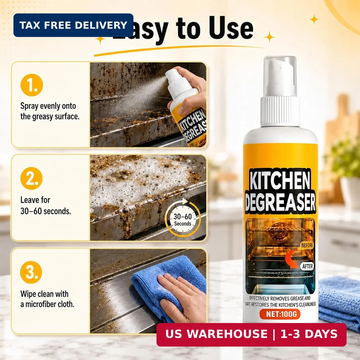 Kitchen Degreaser Spray, BBQ Grill Cleaner Spray, Heavy Duty Degreaser Spray For
