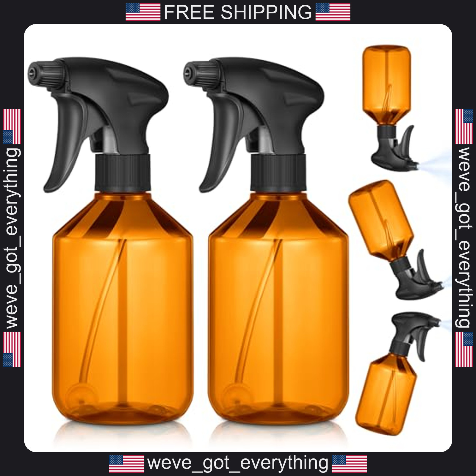 2 Pack 16 oz Plastic Spray Bottles for Cleaning and Gardening