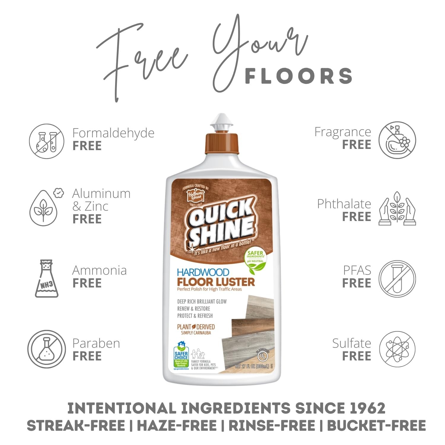 Hardwood Floor Polish 27oz | Restores Beauty with Carnauba, PFAS-Free