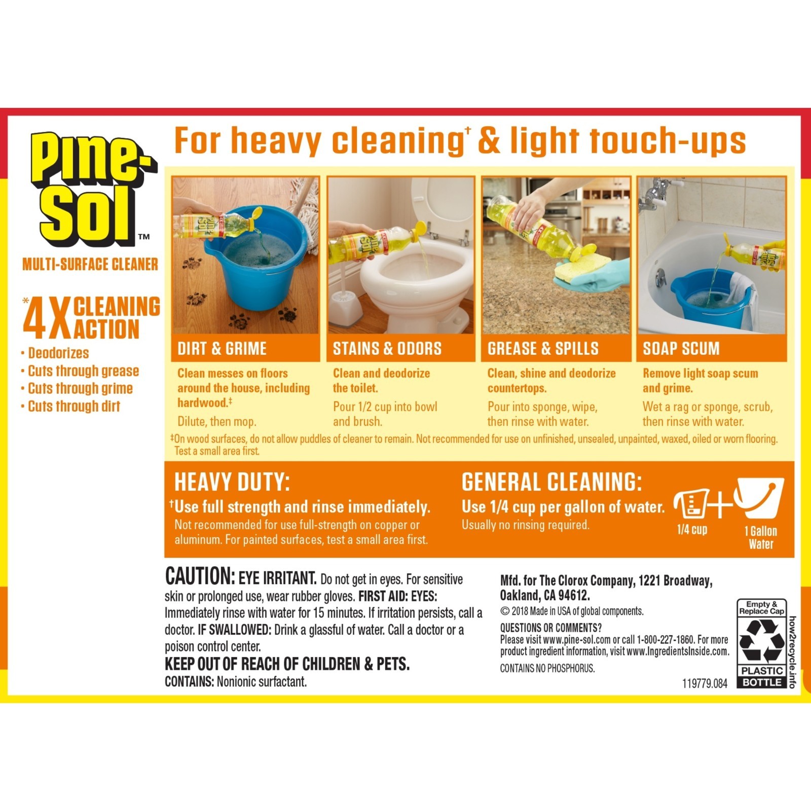 2 x Pine-Sol Multiple Surface Cleaner 4X Cleaning Action, Lemon Scent – 60 Oz.