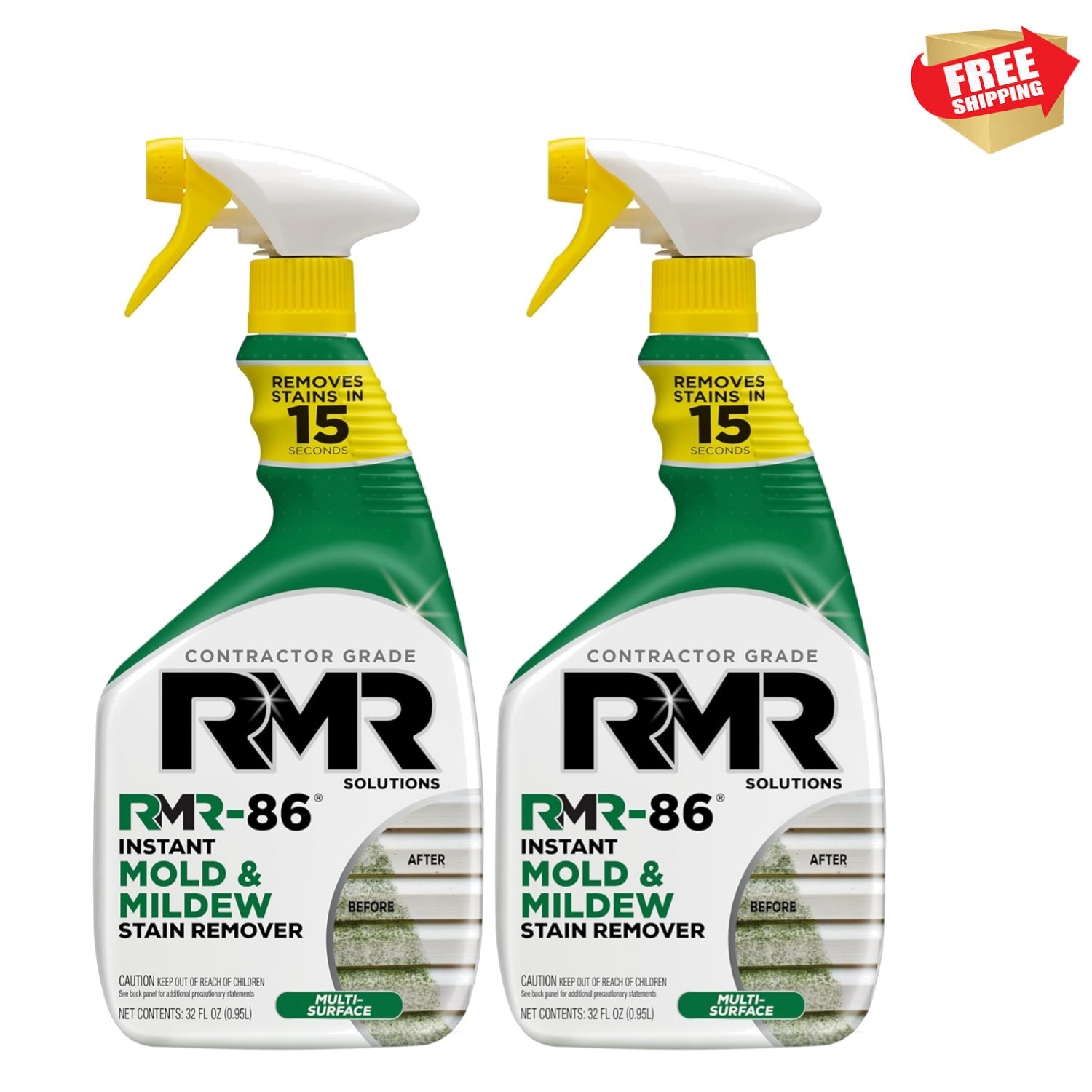 RMR-86 Instant Mold Stain Remover Spray – 32 oz, Pack of 2 – No Scrubbing Needed