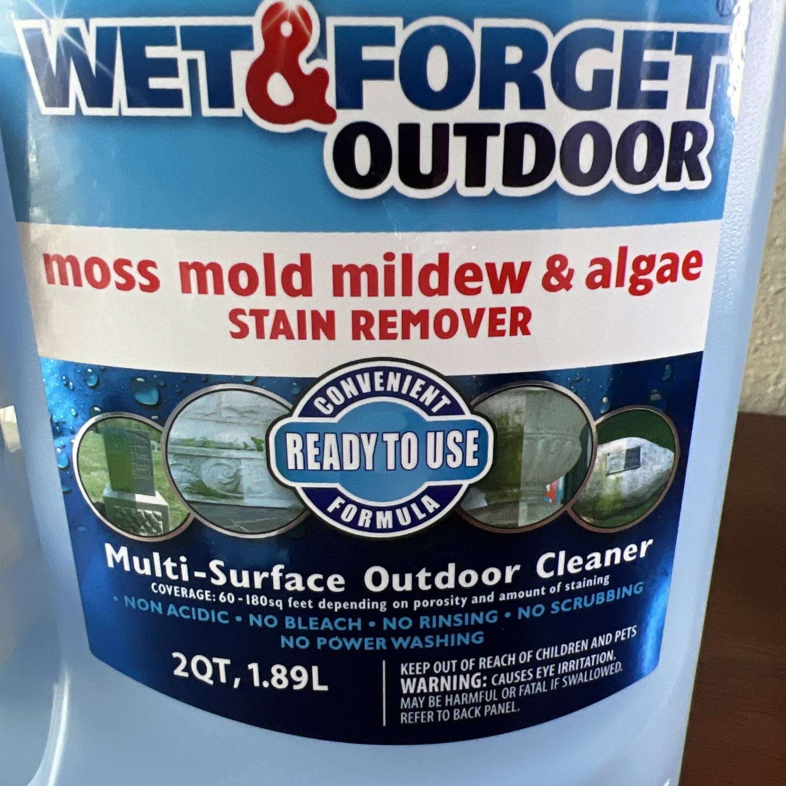 Wet & Forget Liquid Outdoor Surface Cleaner Ready Use Moss Mold Mildew Algae
