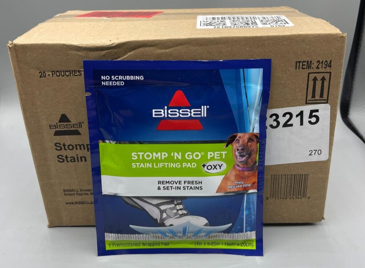 BISSELL Stomp ‘N Go Pet Lifting Pads + Oxy for Area Rug Cleaning, 20 Pack, 2194