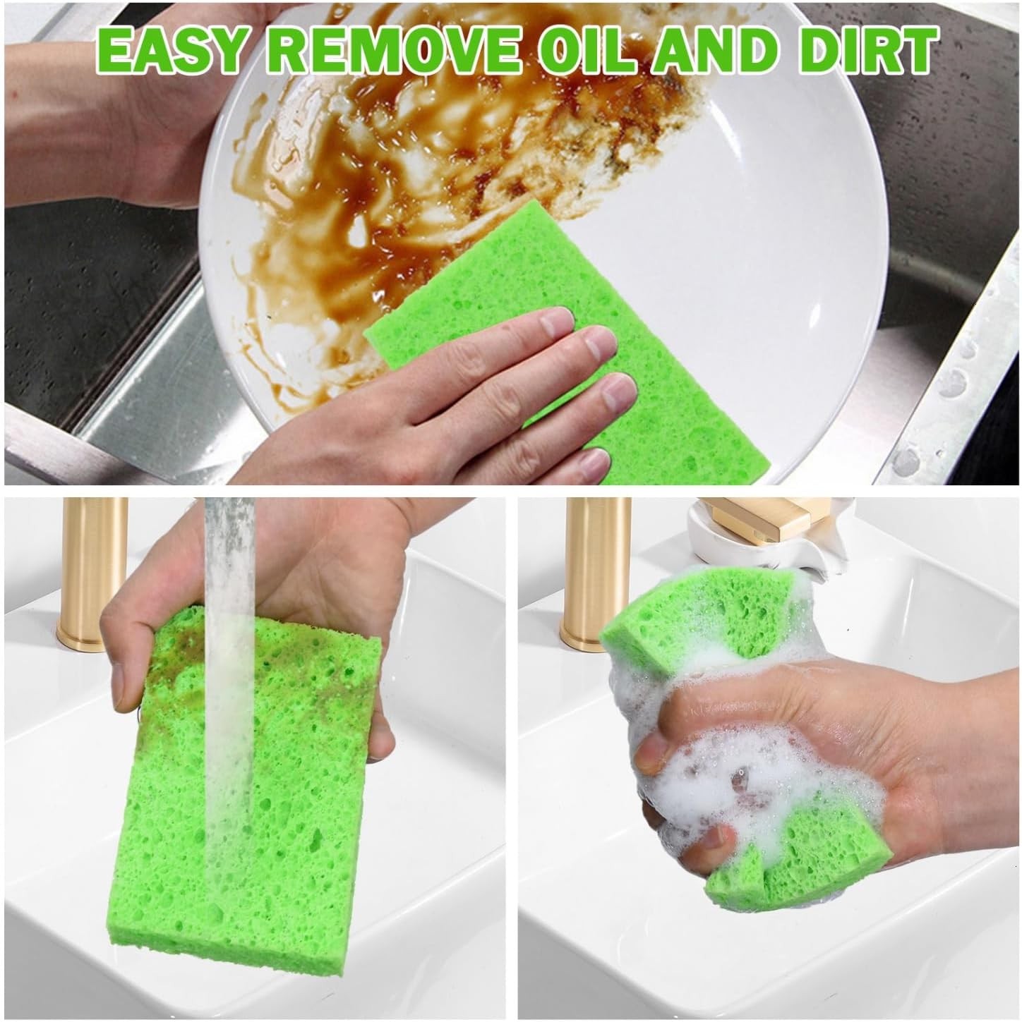 24 Pack Kitchen Sponges Natural Cellulose Compressed Sponges for Cleaning