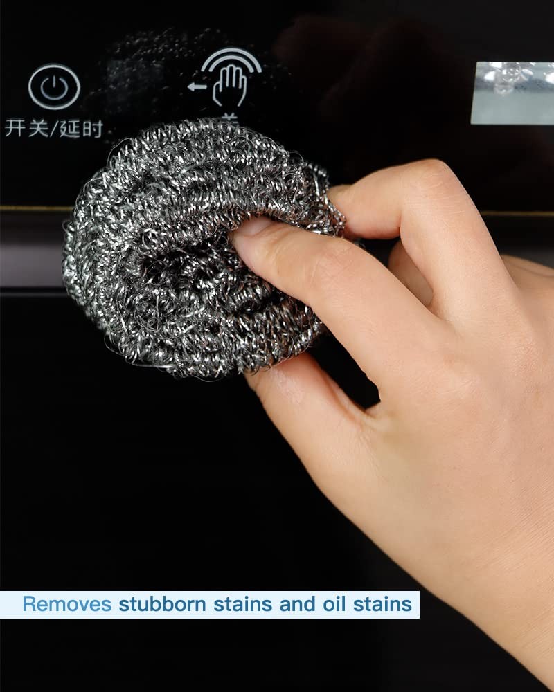 12Pcs Steel Wool Scrubber Pads for Cleaning Dishes, Pans, Pots, Ovens, Grills, S