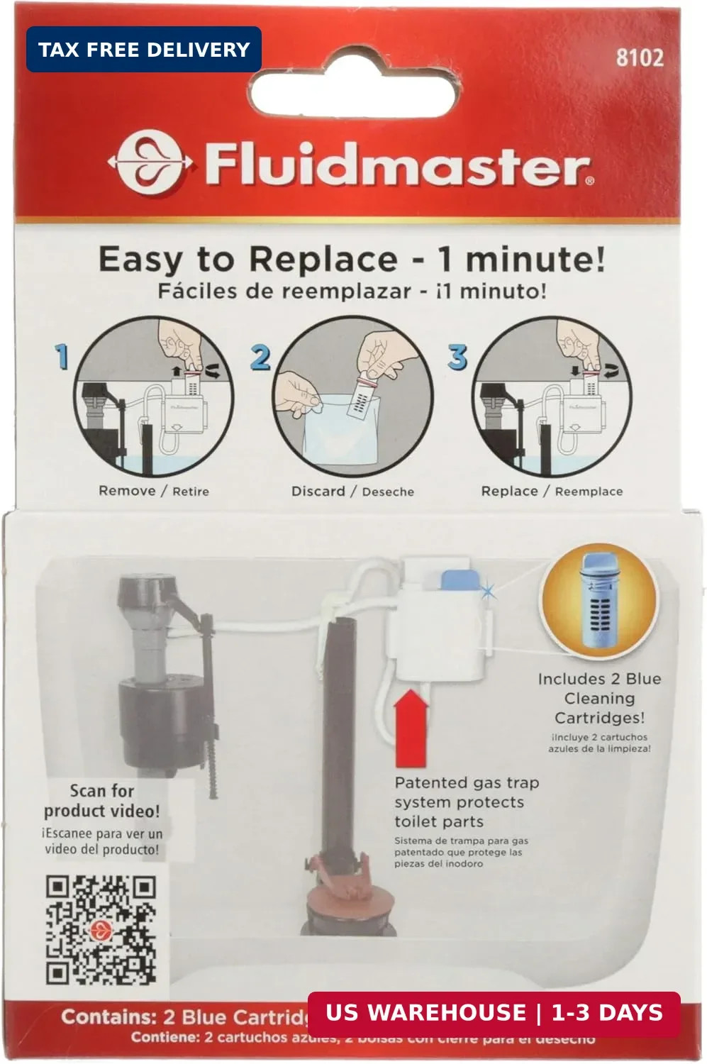 Fluidmaster 8102P8 Flush ‘n Sparkle Automatic Toilet Bowl Cleaning System Refill