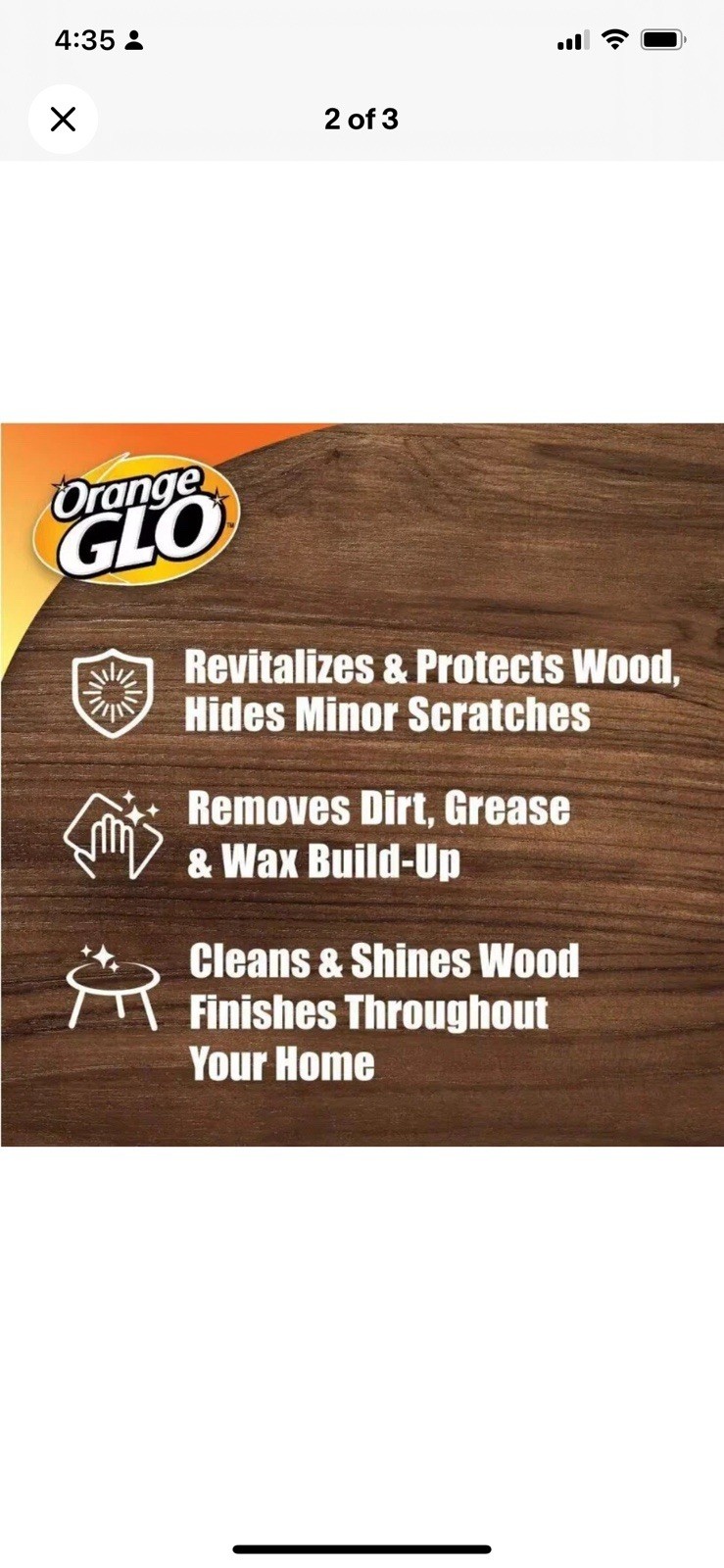Orange GLO Wood Furniture 2-in-1 Clean & Polish Pure Valencia Orange Oil – 4 Pc.