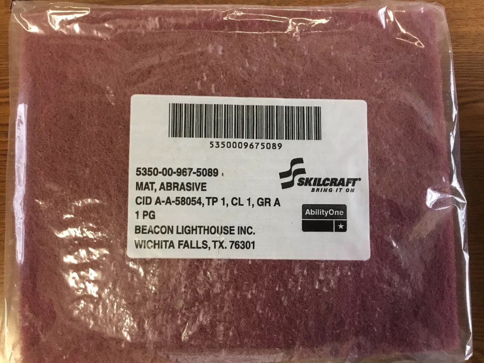 Skilcraft Abrasive Mat 10 Pack Nylon Grade A Maroon 9″ x 11″ x 1/4″ 5089
