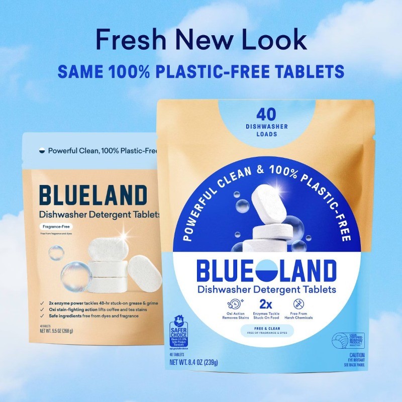 Blueland Fragrance Free Dishwasher Detergent Tablets – 9.5oz/40ct:Hypoallergenic