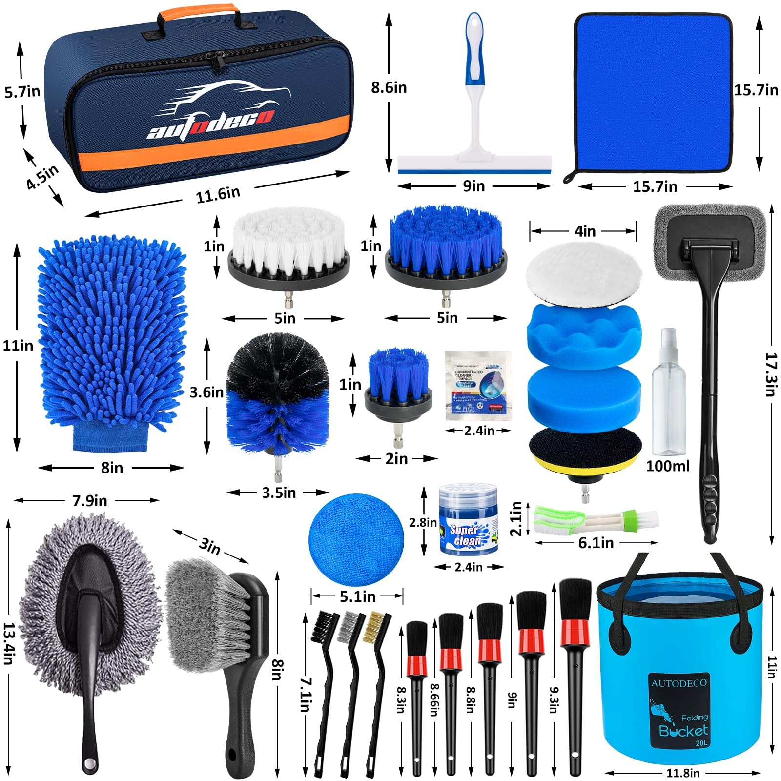 AUTODECO 34Pcs Car Detailing Brush Set, Car Detailing Kit, Auto Detailing Dri…